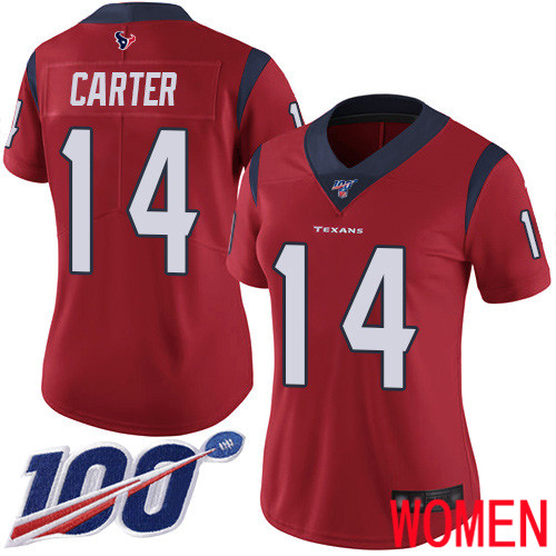 Houston Texans Limited Red Women DeAndre Carter Alternate Jersey NFL Football 14 100th Season Vapor Untouchable